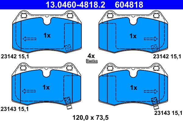 ATE 13.0460-4818.2 - Тормозные колодки, дисковые, комплект unicars.by