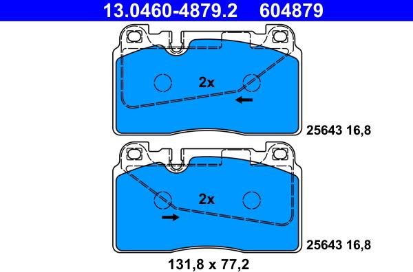 ATE 13.0460-4879.2 - Тормозные колодки, дисковые, комплект unicars.by