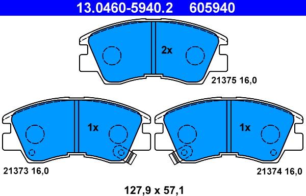 ATE 13.0460-5940.2 - Тормозные колодки, дисковые, комплект unicars.by