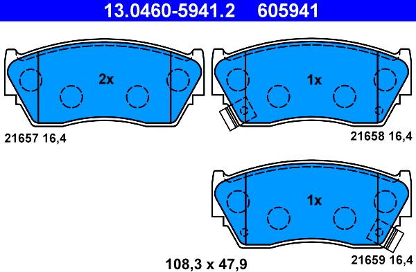 ATE 13.0460-5941.2 - Тормозные колодки, дисковые, комплект unicars.by