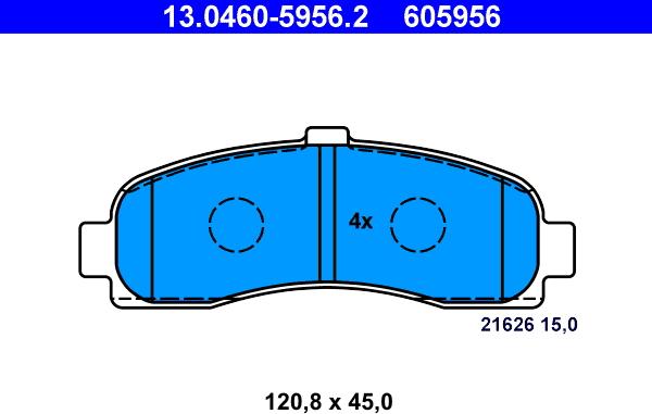 ATE 13.0460-5956.2 - Тормозные колодки, дисковые, комплект unicars.by