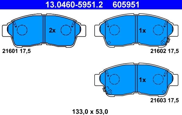 ATE 13.0460-5951.2 - Тормозные колодки, дисковые, комплект unicars.by