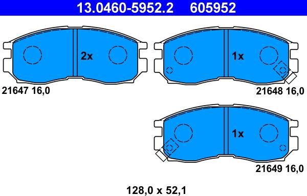 ATE 13.0460-5952.2 - Тормозные колодки, дисковые, комплект unicars.by