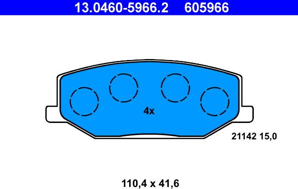 ATE 13.0460-5966.2 - Тормозные колодки, дисковые, комплект unicars.by