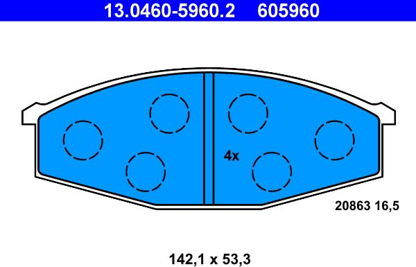 ATE 13.0460-5960.2 - Тормозные колодки, дисковые, комплект unicars.by