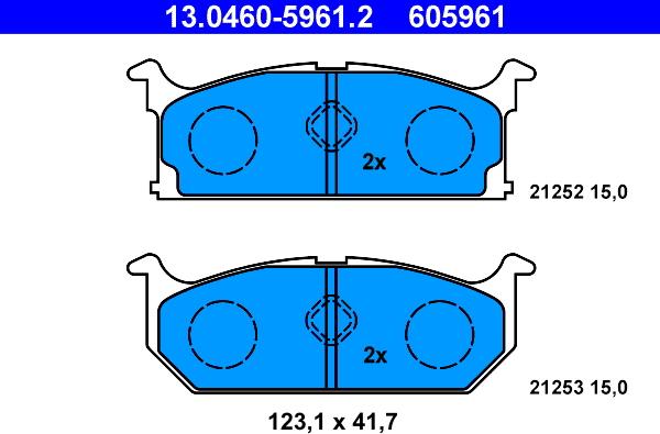 ATE 13.0460-5961.2 - Тормозные колодки, дисковые, комплект unicars.by