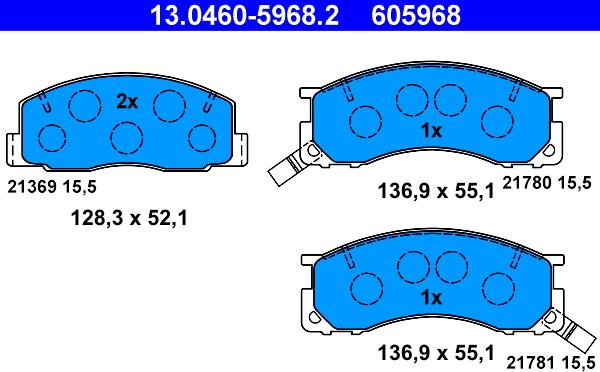 ATE 13.0460-5968.2 - Тормозные колодки, дисковые, комплект unicars.by