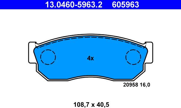 ATE 13.0460-5963.2 - Тормозные колодки, дисковые, комплект unicars.by