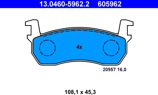 ATE 13.0460-5962.2 - Тормозные колодки, дисковые, комплект unicars.by