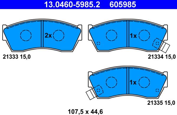 ATE 13.0460-5985.2 - Тормозные колодки, дисковые, комплект unicars.by