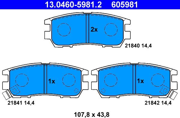 ATE 13.0460-5981.2 - Тормозные колодки, дисковые, комплект unicars.by