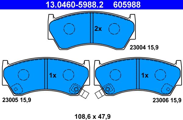 ATE 13.0460-5988.2 - Тормозные колодки, дисковые, комплект unicars.by