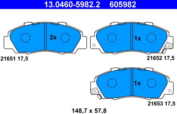 ATE 13.0460-5982.2 - Тормозные колодки, дисковые, комплект unicars.by