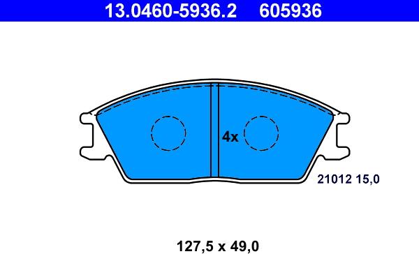 ATE 13.0460-5936.2 - Тормозные колодки, дисковые, комплект unicars.by