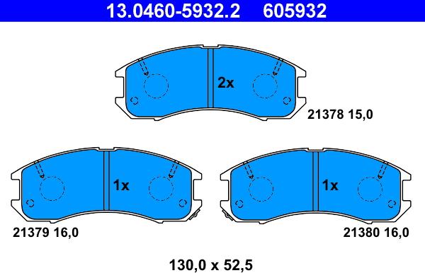 ATE 13.0460-5932.2 - Тормозные колодки, дисковые, комплект unicars.by