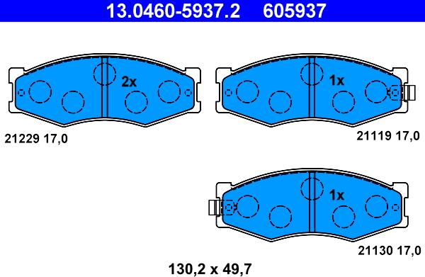 ATE 13.0460-5937.2 - Тормозные колодки, дисковые, комплект unicars.by