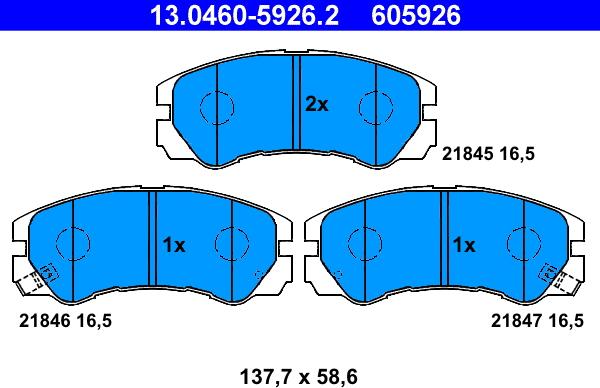 ATE 13.0460-5926.2 - Тормозные колодки, дисковые, комплект unicars.by