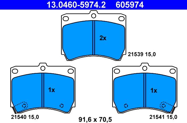 ATE 13.0460-5974.2 - Тормозные колодки, дисковые, комплект unicars.by