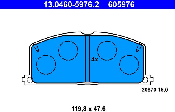 ATE 13.0460-5976.2 - Тормозные колодки, дисковые, комплект unicars.by