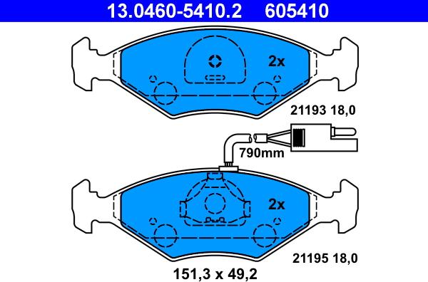 ATE 13.0460-5410.2 - Тормозные колодки, дисковые, комплект unicars.by