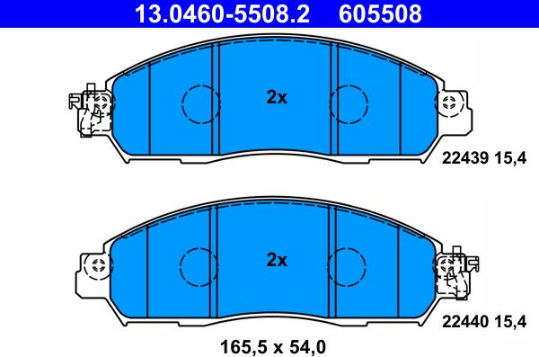 ATE 13.0460-5508.2 - Тормозные колодки, дисковые, комплект unicars.by