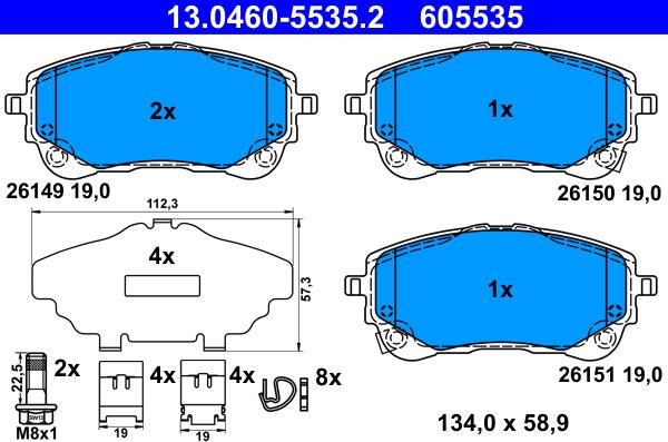 ATE 13.0460-5535.2 - Тормозные колодки, дисковые, комплект unicars.by