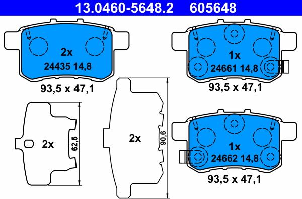 ATE 13.0460-5648.2 - Тормозные колодки, дисковые, комплект unicars.by