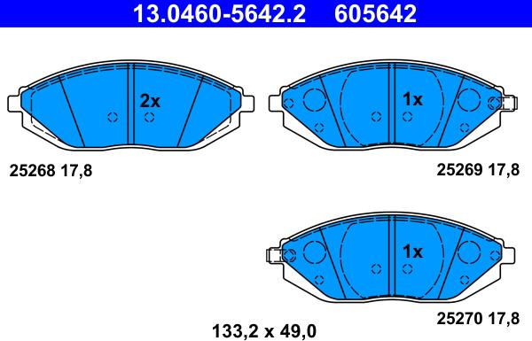 ATE 13.0460-5642.2 - Тормозные колодки, дисковые, комплект unicars.by