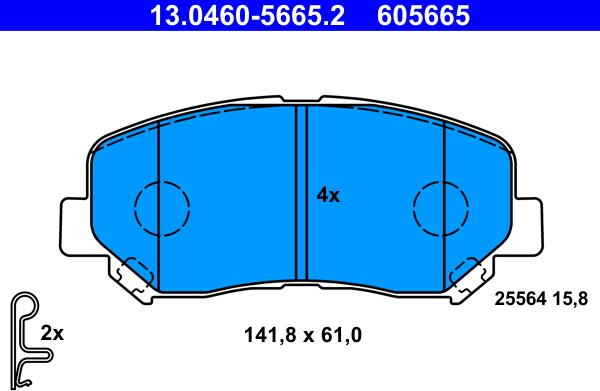 ATE 13.0460-5665.2 - Тормозные колодки, дисковые, комплект unicars.by