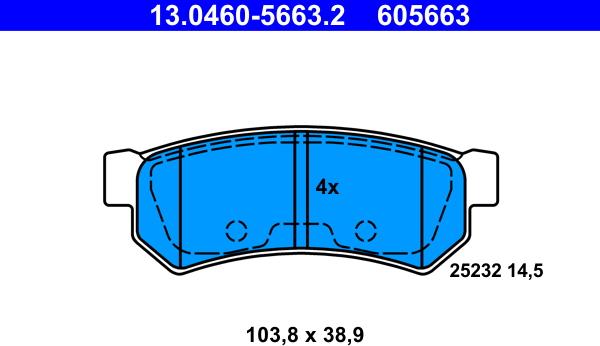 ATE 13.0460-5663.2 - Тормозные колодки, дисковые, комплект unicars.by