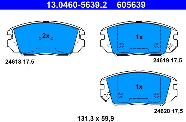 ATE 13.0460-5639.2 - Тормозные колодки, дисковые, комплект unicars.by