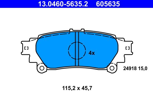 ATE 13.0460-5635.2 - Тормозные колодки, дисковые, комплект unicars.by