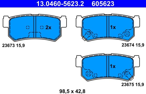 ATE 13.0460-5623.2 - Тормозные колодки, дисковые, комплект unicars.by