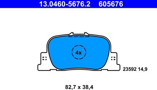 ATE 13.0460-5676.2 - Тормозные колодки, дисковые, комплект unicars.by