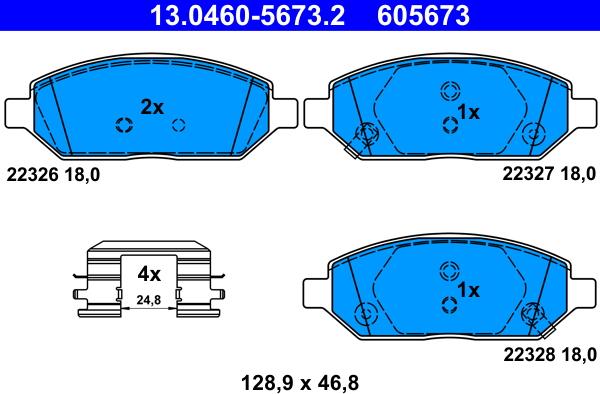 ATE 13.0460-5673.2 - Тормозные колодки, дисковые, комплект unicars.by