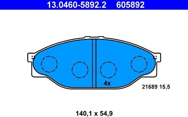 ATE 13.0460-5892.2 - Тормозные колодки, дисковые, комплект unicars.by