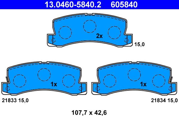 ATE 13.0460-5840.2 - Тормозные колодки, дисковые, комплект unicars.by