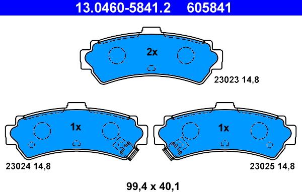 ATE 13.0460-5841.2 - Тормозные колодки, дисковые, комплект unicars.by