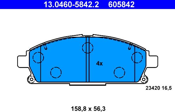 ATE 13.0460-5842.2 - Тормозные колодки, дисковые, комплект unicars.by