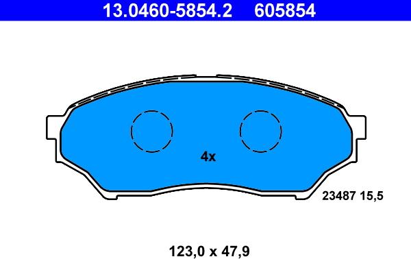 ATE 13.0460-5854.2 - Тормозные колодки, дисковые, комплект unicars.by