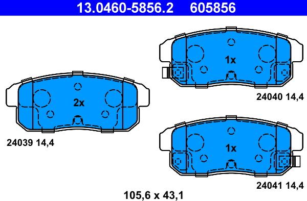 ATE 13.0460-5856.2 - Тормозные колодки, дисковые, комплект unicars.by