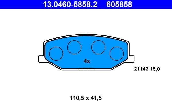 ATE 13.0460-5858.2 - Тормозные колодки, дисковые, комплект unicars.by