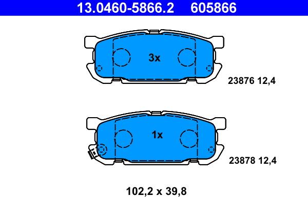 ATE 13.0460-5866.2 - Тормозные колодки, дисковые, комплект unicars.by