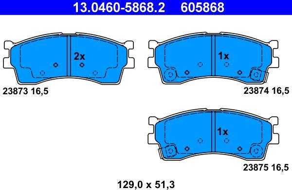 ATE 13.0460-5868.2 - Тормозные колодки, дисковые, комплект unicars.by