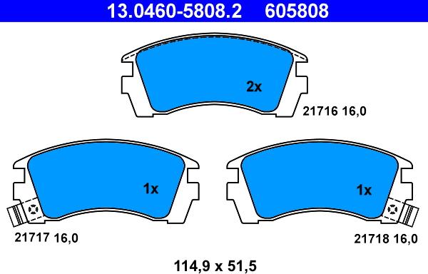 ATE 13.0460-5808.2 - Тормозные колодки, дисковые, комплект unicars.by