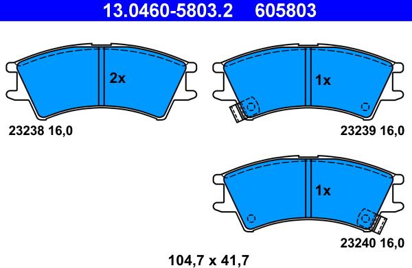 ATE 13.0460-5803.2 - Тормозные колодки, дисковые, комплект unicars.by