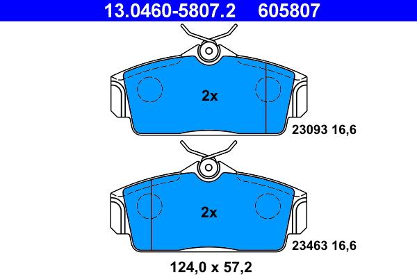 ATE 13.0460-5807.2 - Тормозные колодки, дисковые, комплект unicars.by