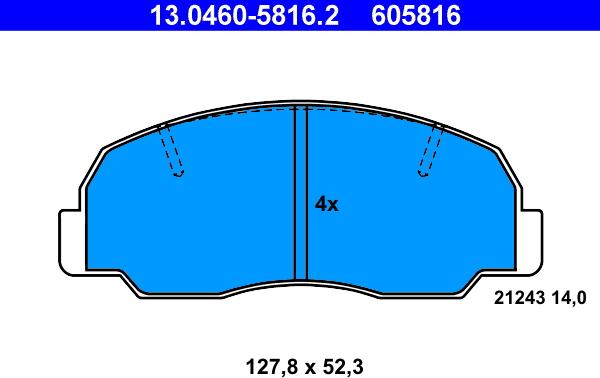 ATE 13.0460-5816.2 - Тормозные колодки, дисковые, комплект unicars.by