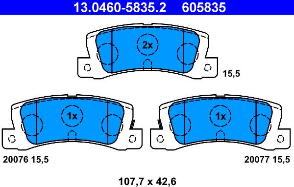 ATE 13.0460-5835.2 - Тормозные колодки, дисковые, комплект unicars.by