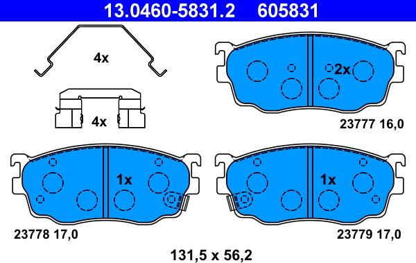 ATE 13.0460-5831.2 - Тормозные колодки, дисковые, комплект unicars.by